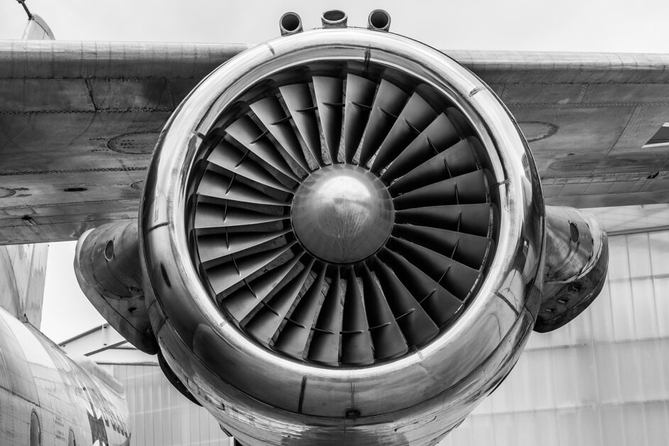 Close up of a powerful jet engine turbine representing a high-performance business growth engine