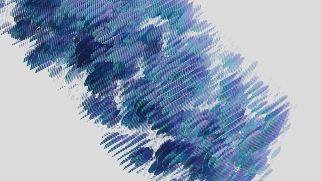 The Force Multiplier: How Clean Design Actually Generates More Leads Dynamic abstract art with blue and purple brush strokes on a light background.